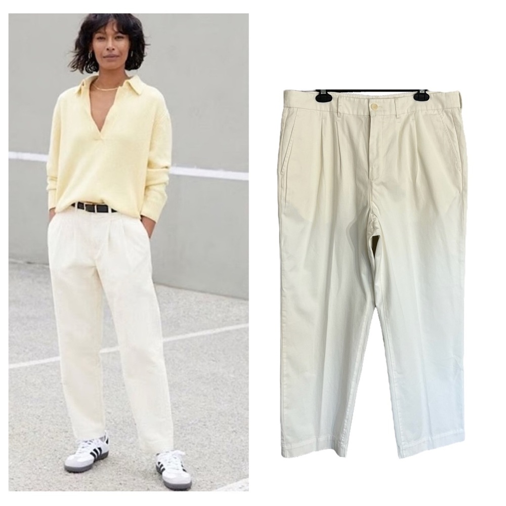 AYR Metropolitan cropped pleated trouser pants white size 16 coastal casual